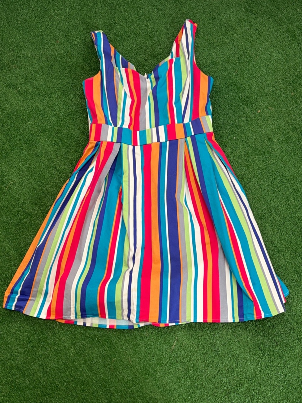 Women’s Multicolor Striped Fit-and-Flare Dress